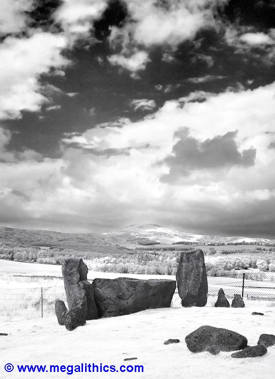 Tomnaverie recumbent stone circle - the recumbent in infrared